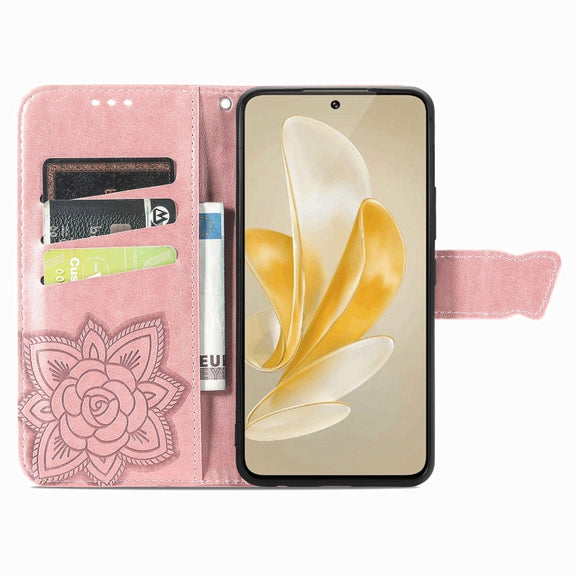 For vivo X100 Pro Butterfly Love Flower Embossed Leather Phone Case(Rose Gold)