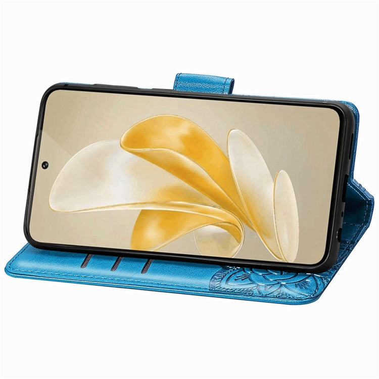 For vivo X100 Pro Butterfly Love Flower Embossed Leather Phone Case(Blue)