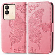 For vivo X100 Pro Butterfly Love Flower Embossed Leather Phone Case(Pink)