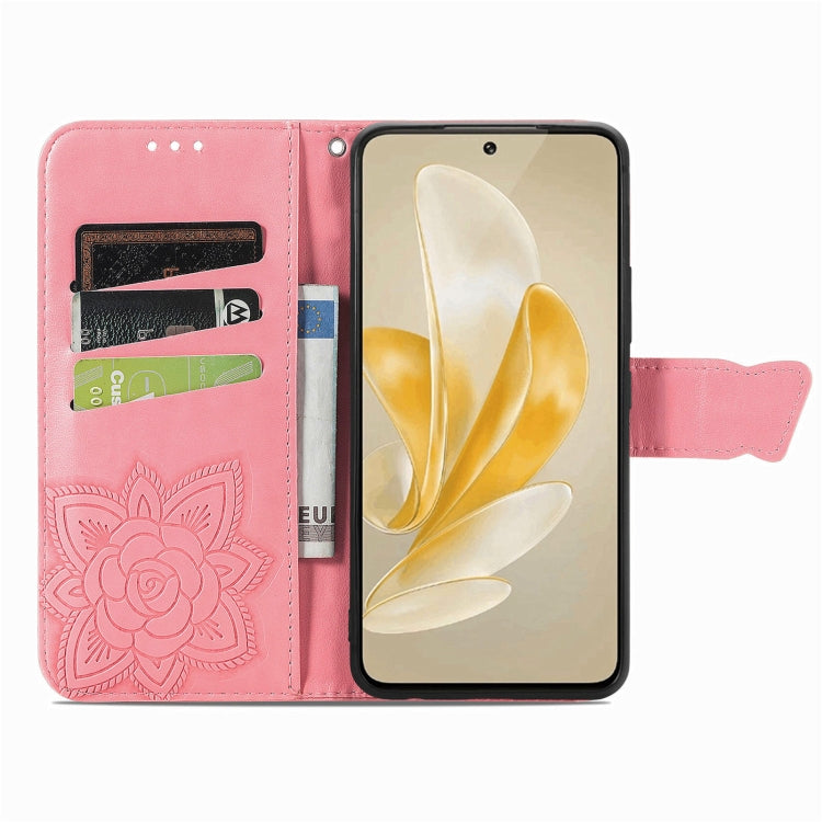 For vivo X100 Pro Butterfly Love Flower Embossed Leather Phone Case(Pink)