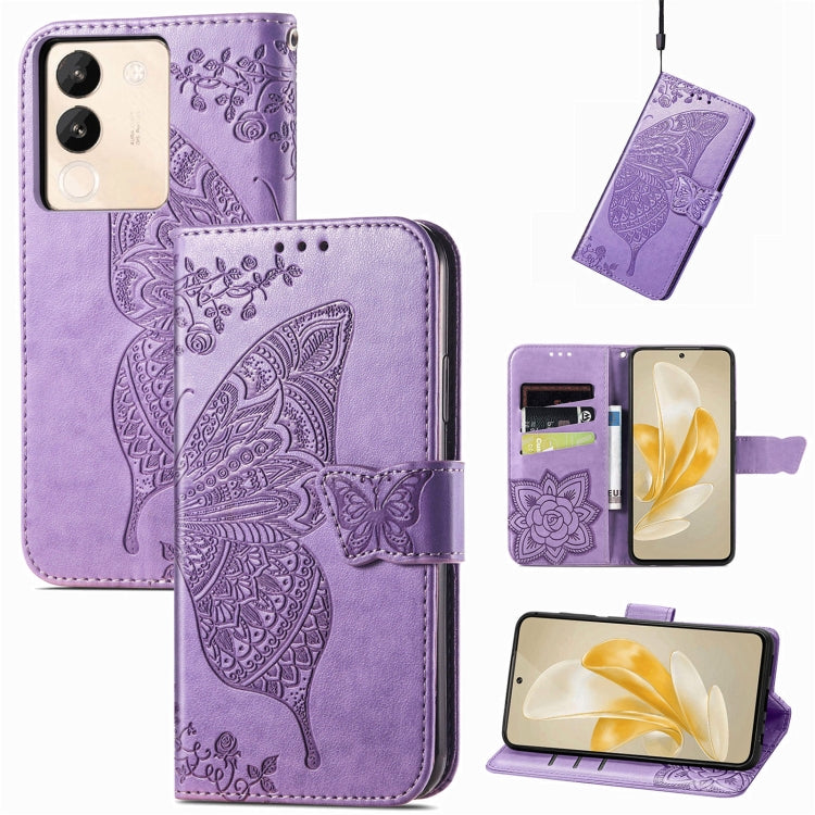 For vivo X100 Pro Butterfly Love Flower Embossed Leather Phone Case(Lavender) - vivo Cases by imak | Online Shopping South Africa | PMC Jewellery | Buy Now Pay Later Mobicred