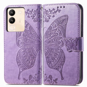 For vivo X100 Pro Butterfly Love Flower Embossed Leather Phone Case(Lavender)