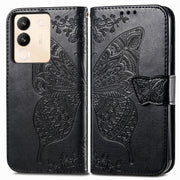For vivo X100 Butterfly Love Flower Embossed Leather Phone Case(Black)