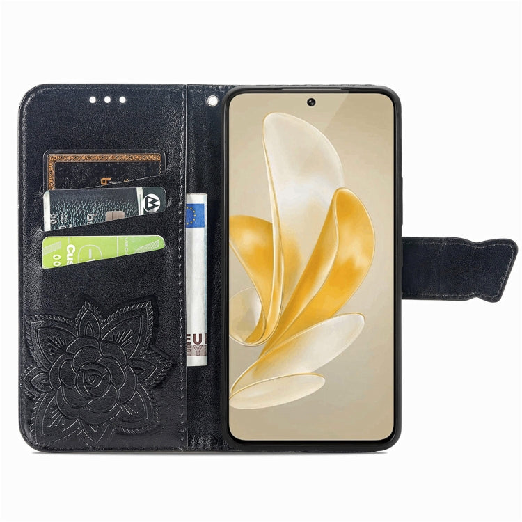 For vivo X100 Butterfly Love Flower Embossed Leather Phone Case(Black)