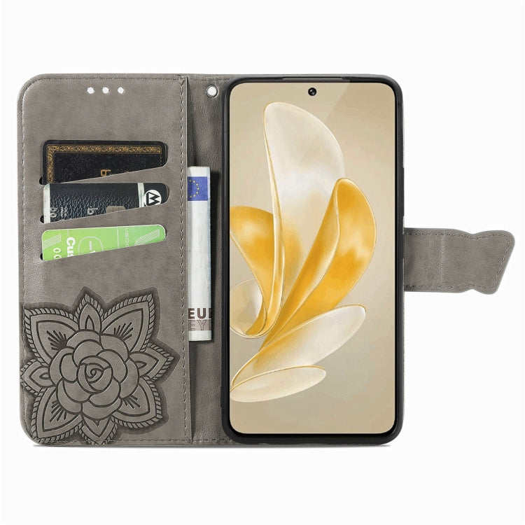 For vivo X100 Butterfly Love Flower Embossed Leather Phone Case(Gray)