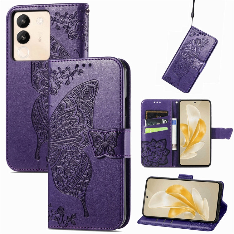 For vivo X100 Butterfly Love Flower Embossed Leather Phone Case(Purple) - vivo Cases by imak | Online Shopping South Africa | PMC Jewellery | Buy Now Pay Later Mobicred
