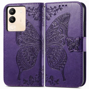 For vivo X100 Butterfly Love Flower Embossed Leather Phone Case(Purple)