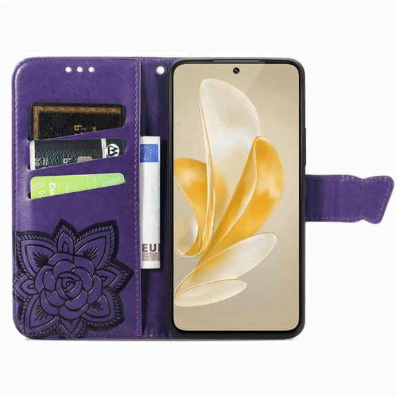 For vivo X100 Butterfly Love Flower Embossed Leather Phone Case(Purple)