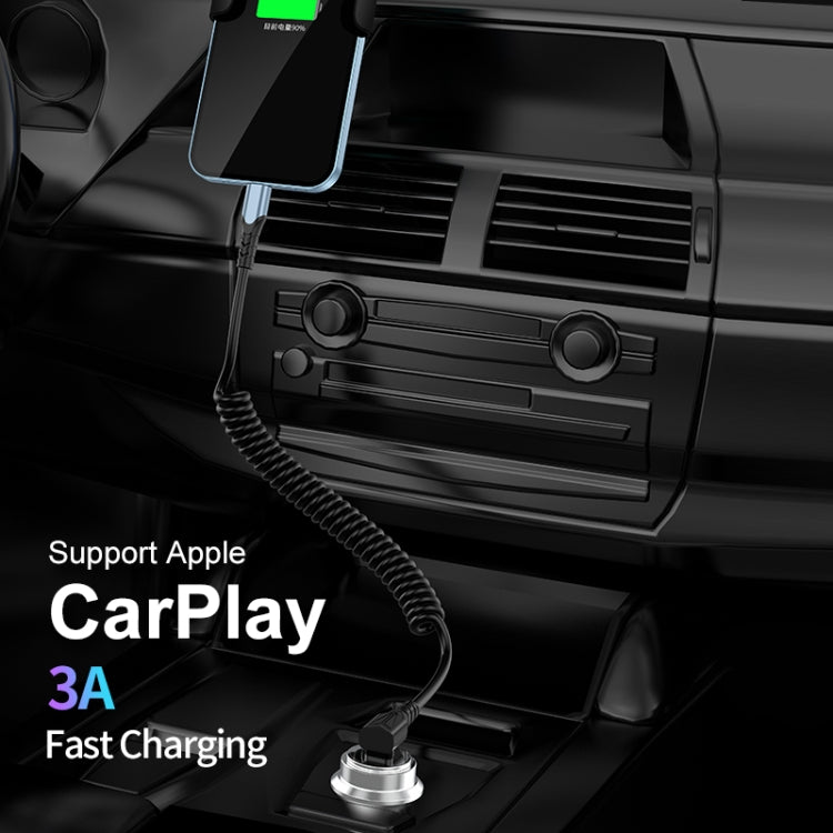 ENKAY PD 27W Type-C to 8 Pin 3A Elbow Expansion Spring Coiled Fast Chrging Data Cable, Length: 1.5m