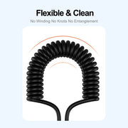 ENKAY PD 27W Type-C to 8 Pin 3A Elbow Expansion Spring Coiled Fast Chrging Data Cable, Length: 1.5m
