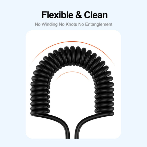 ENKAY PD 27W Type-C to 8 Pin 3A Elbow Expansion Spring Coiled Fast Chrging Data Cable, Length: 1.5m