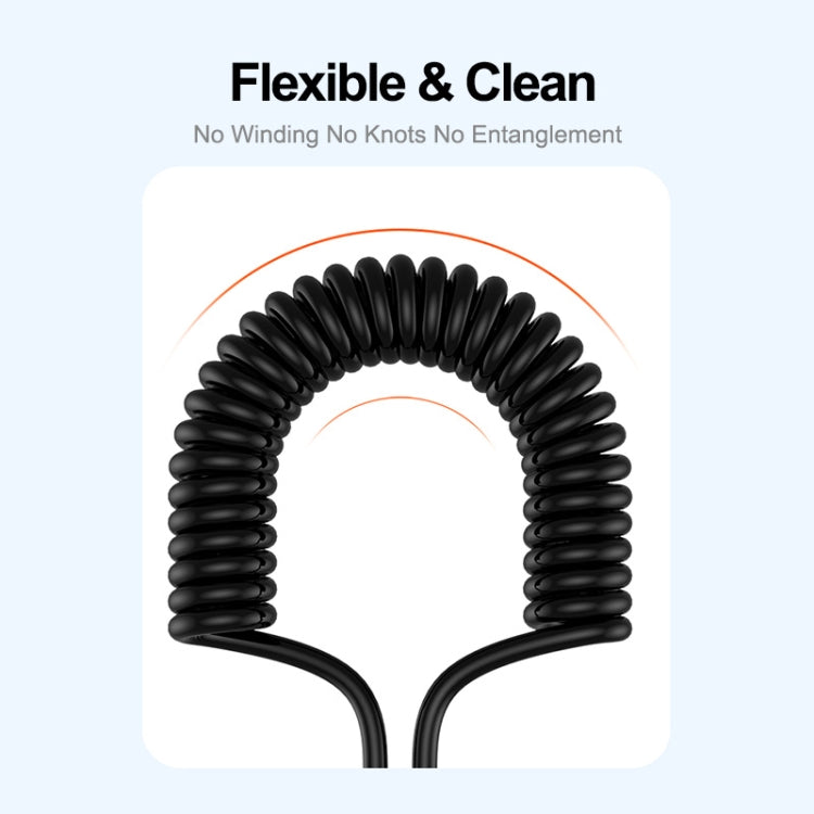 ENKAY Type-C to Type-C / 8 Pin 3A Elbow Expansion Spring Coiled Fast Chrging Data Cable, Length: 1.5m - free shipping - PMC Jewellery - Order now!