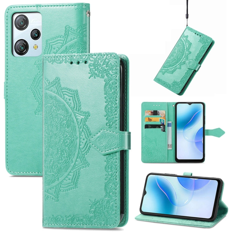 For Blackview A53 Mandala Flower Embossed Leather Phone Case(Green) - More Brand by PMC TechLife | Online Shopping South Africa | PMC TechLife | Buy Now Pay Later Mobicred