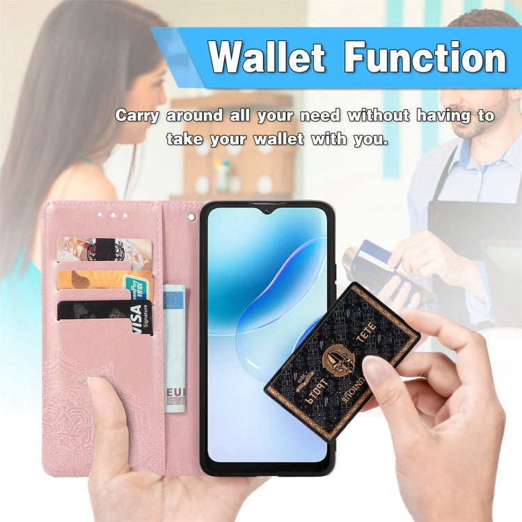 For Blackview A53 Mandala Flower Embossed Leather Phone Case(Purple) - More Brand by PMC TechLife | Online Shopping South Africa | PMC TechLife | Buy Now Pay Later Mobicred