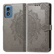 For Motorola Moto G Play 2024 Mandala Flower Embossed Leather Phone Case(Gray) - free shipping - PMC Jewellery - Order now!