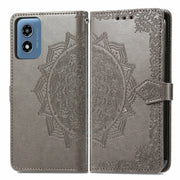 For Motorola Moto G Play 2024 Mandala Flower Embossed Leather Phone Case(Gray)