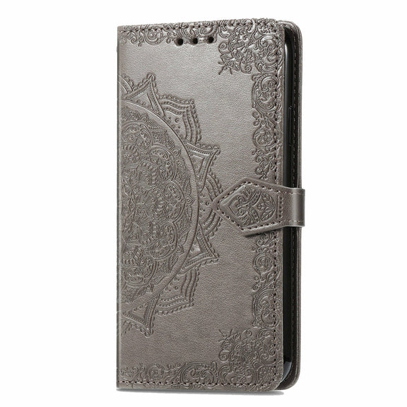 For Motorola Moto G Play 2024 Mandala Flower Embossed Leather Phone Case(Gray)