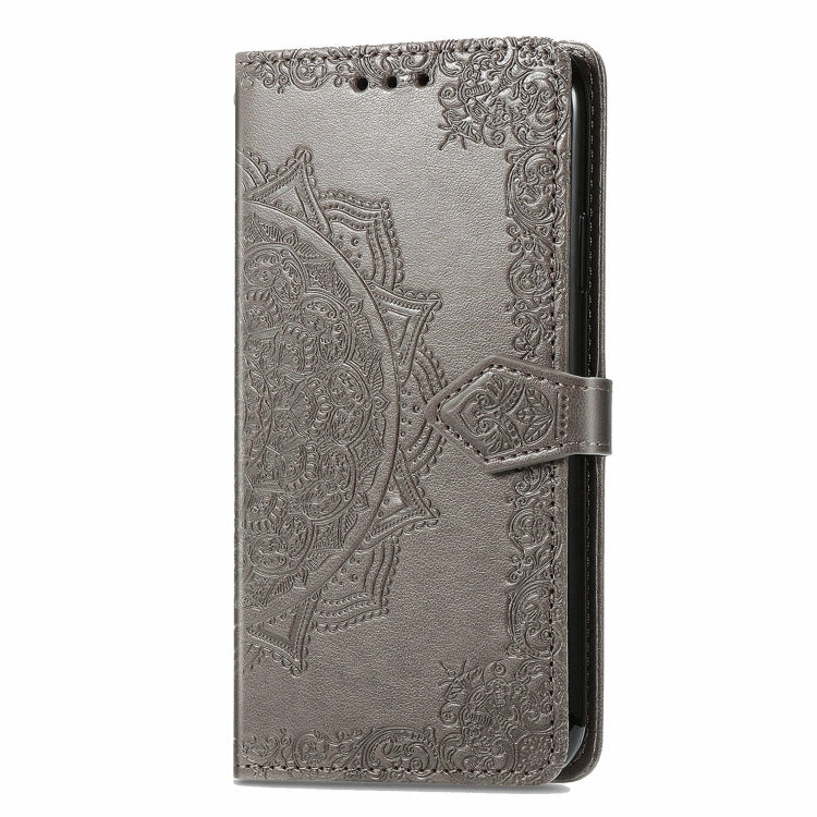 For Motorola Moto G Play 2024 Mandala Flower Embossed Leather Phone Case(Gray)
