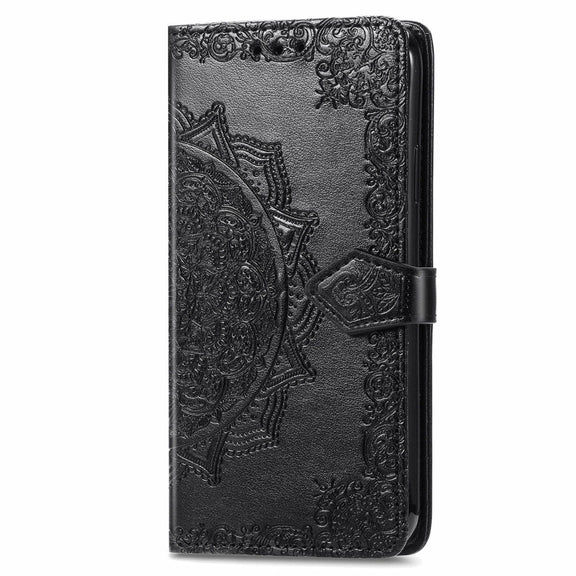 For Motorola Moto G Play 2024 Mandala Flower Embossed Leather Phone Case(Black)