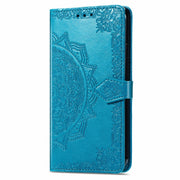 For Motorola Moto G Play 2024 Mandala Flower Embossed Leather Phone Case(Blue)