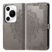 For Huawei Pura 70 Mandala Flower Embossed Leather Phone Case(Gray)