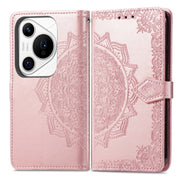 For Huawei Pura 70 Pro Mandala Flower Embossed Leather Phone Case(Rose Gold)