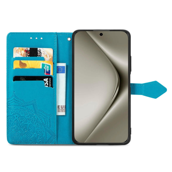 For Huawei Pura 70 Pro Mandala Flower Embossed Leather Phone Case(Blue)