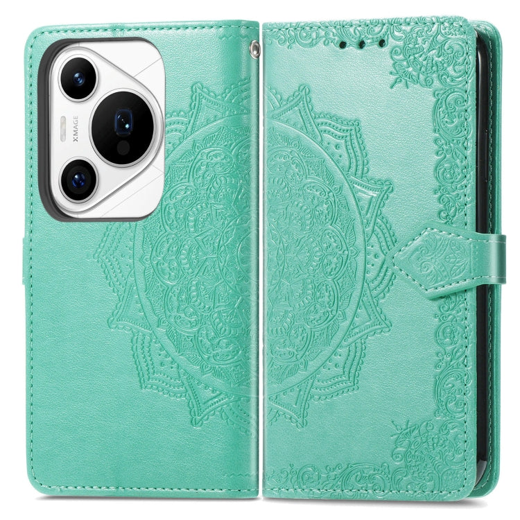For Huawei Pura 70 Pro+ Mandala Flower Embossed Leather Phone Case(Green)