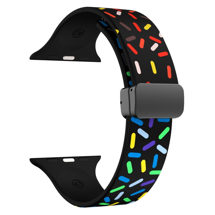 For Apple Watch Ultra 49mm Rainbow Dots Silicone Magnetic Black Buckle Watch Band(Black) - Watch Bands by PMC TechLife | Online Shopping South Africa | PMC TechLife