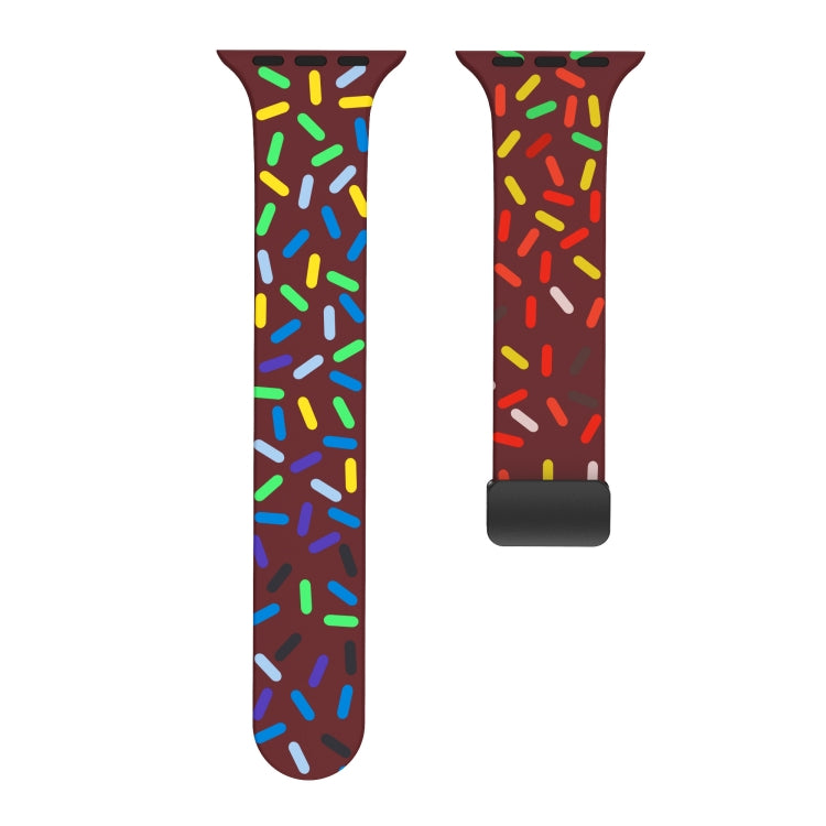 For Apple Watch 7 41mm Rainbow Dots Silicone Magnetic Black Buckle Watch Band(Wine) - Watch Bands by PMC TechLife | Online Shopping South Africa | PMC TechLife