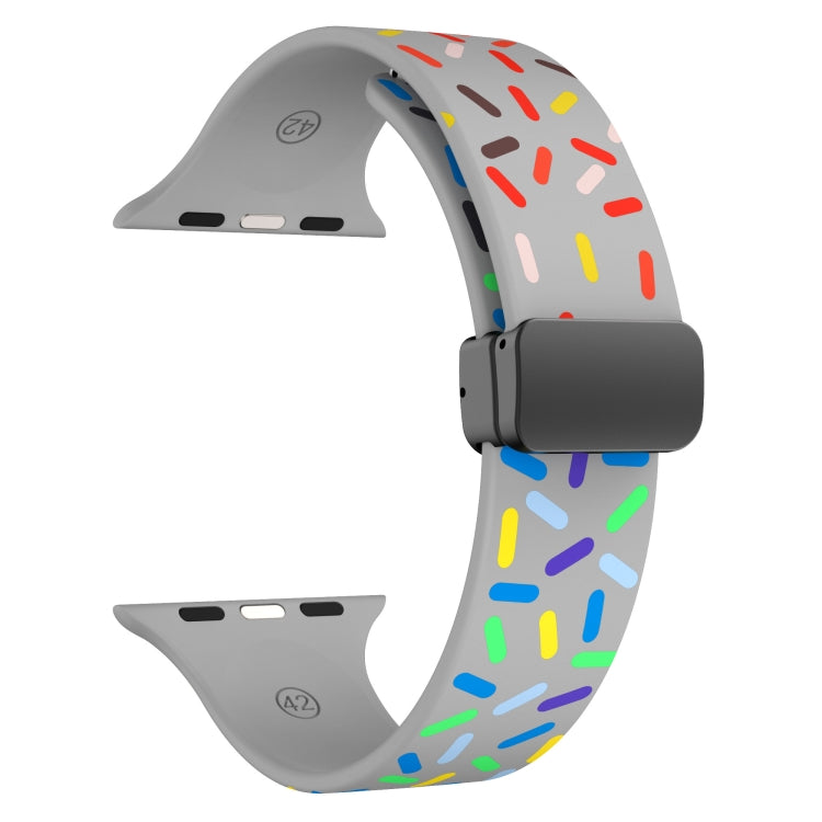 For Apple Watch 7 41mm Rainbow Dots Silicone Magnetic Black Buckle Watch Band(Gray) - Watch Bands by PMC TechLife | Online Shopping South Africa | PMC TechLife