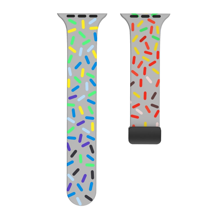 For Apple Watch 7 41mm Rainbow Dots Silicone Magnetic Black Buckle Watch Band(Gray) - Watch Bands by PMC TechLife | Online Shopping South Africa | PMC TechLife