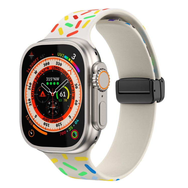 For Apple Watch 6 40mm Rainbow Dots Silicone Magnetic Black Buckle Watch Band(Starlight Color) - free shipping - PMC TechLife - Order now!