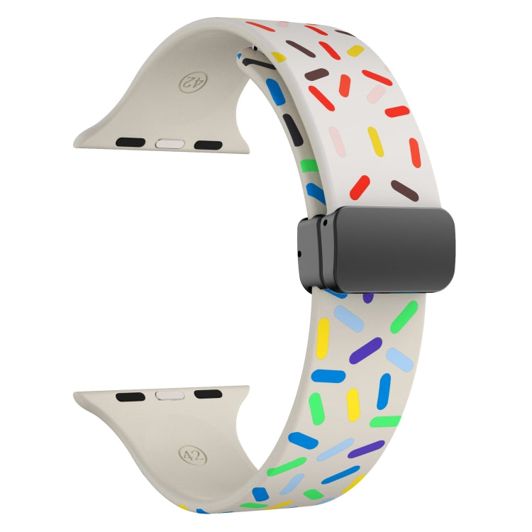 For Apple Watch 6 40mm Rainbow Dots Silicone Magnetic Black Buckle Watch Band(Starlight Color) - free shipping - PMC TechLife - Order now!