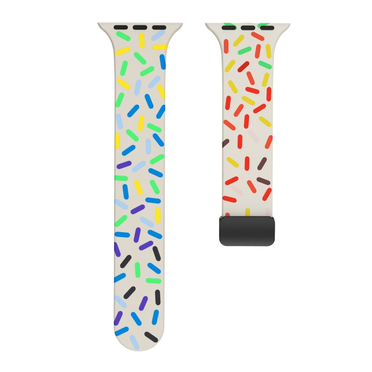 For Apple Watch 6 40mm Rainbow Dots Silicone Magnetic Black Buckle Watch Band(Starlight Color) - free shipping - PMC TechLife - Order now!