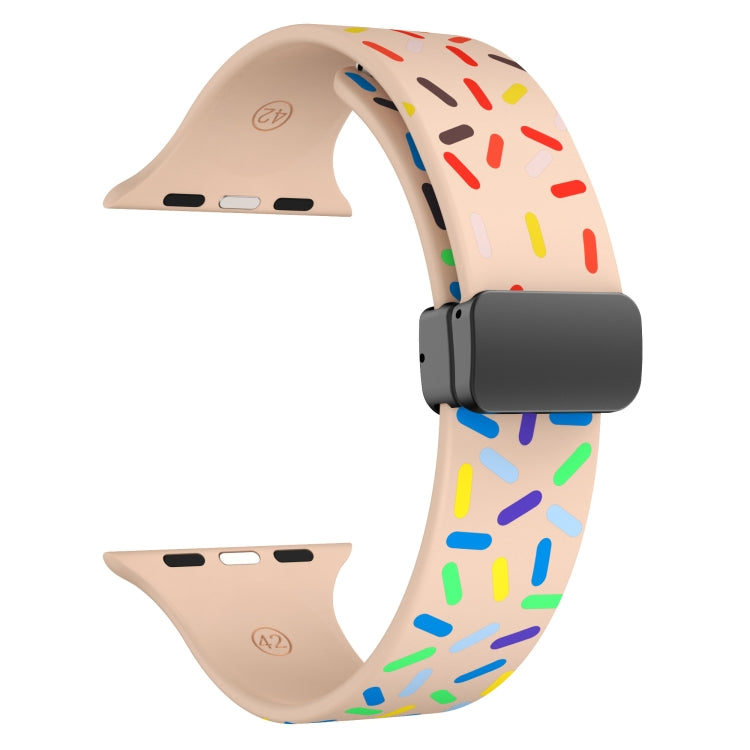 For Apple Watch 6 44mm Rainbow Dots Silicone Magnetic Black Buckle Watch Band(Pink) - Watch Bands by PMC TechLife | Online Shopping South Africa | PMC TechLife | Buy Now Pay Later Mobicred
