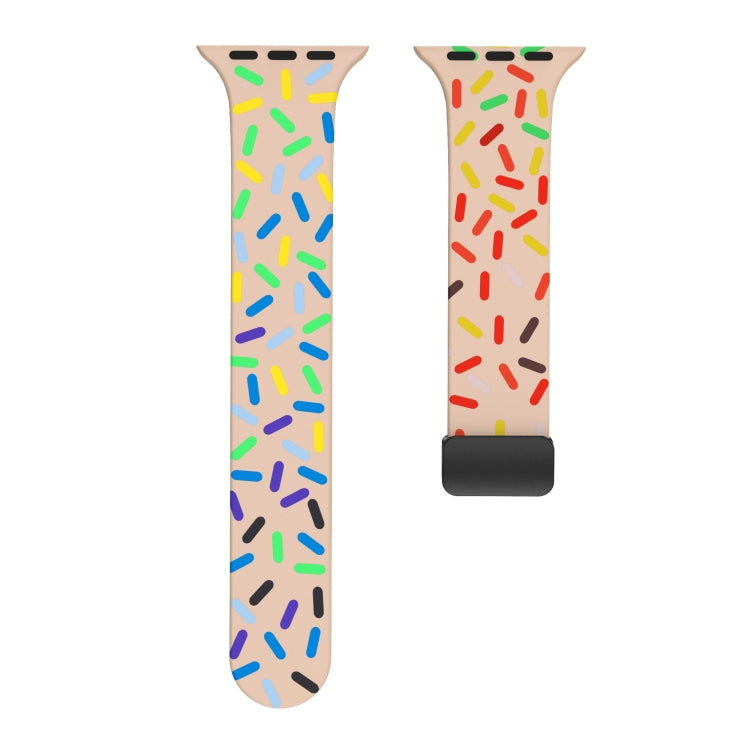 For Apple Watch 6 44mm Rainbow Dots Silicone Magnetic Black Buckle Watch Band(Pink) - Watch Bands by PMC TechLife | Online Shopping South Africa | PMC TechLife | Buy Now Pay Later Mobicred