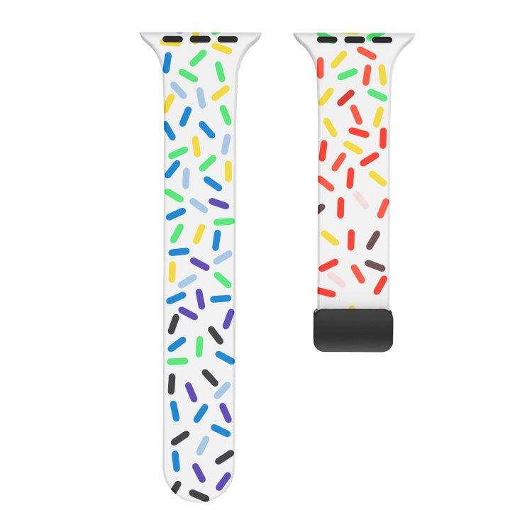 For Apple Watch 4 40mm Rainbow Dots Silicone Magnetic Black Buckle Watch Band(White) - Watch Bands by PMC TechLife | Online Shopping South Africa | PMC TechLife