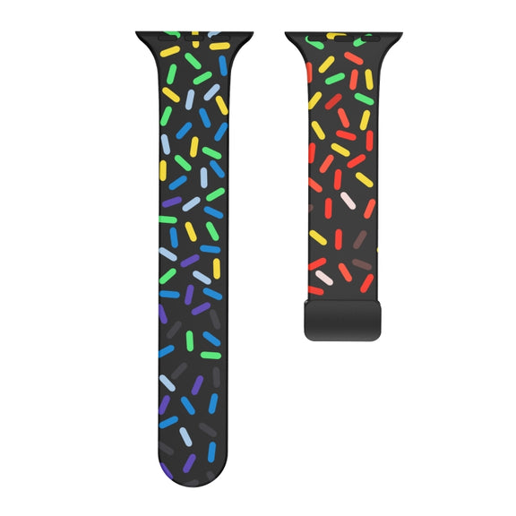 For Apple Watch 4 40mm Rainbow Dots Silicone Magnetic Black Buckle Watch Band(Black)