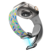 For Apple Watch 3 38mm Rainbow Dots Silicone Magnetic Black Buckle Watch Band(Gray)
