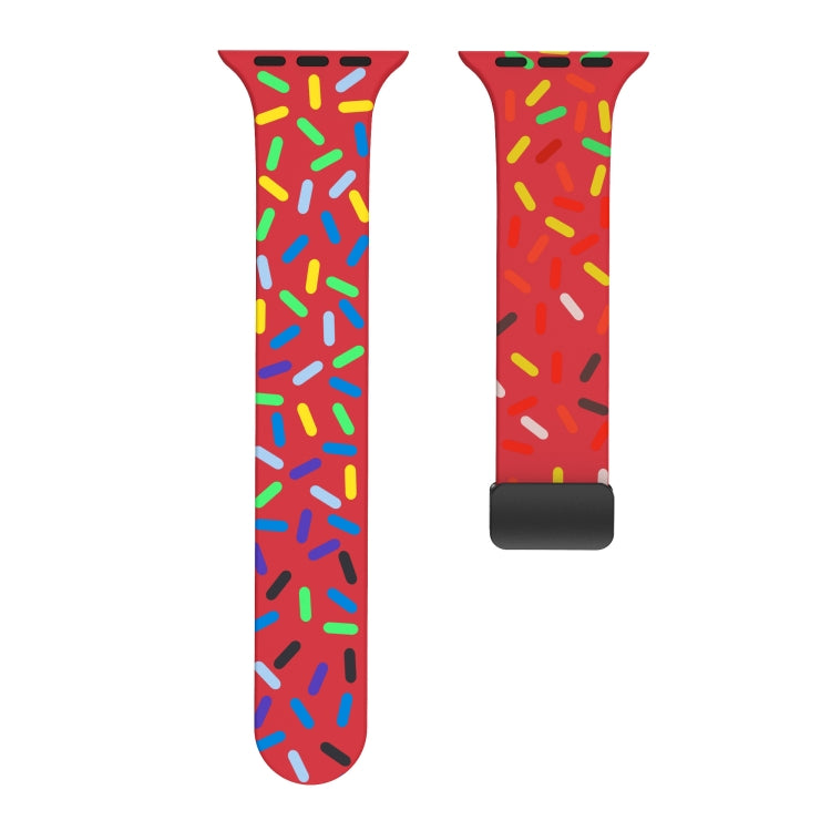 For Apple Watch 3 42mm Rainbow Dots Silicone Magnetic Black Buckle Watch Band(Red) - Watch Bands by PMC TechLife | Online Shopping South Africa | PMC TechLife