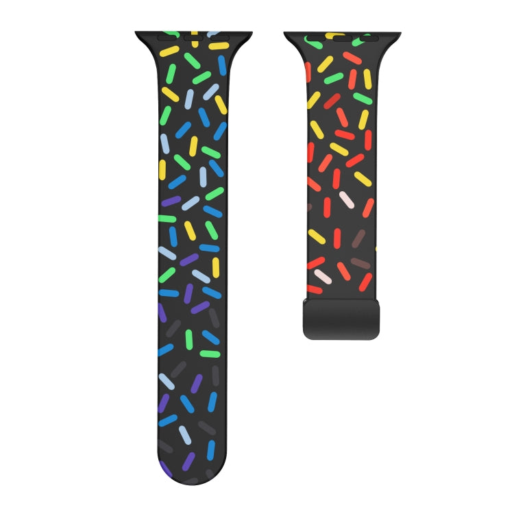 For Apple Watch 2 38mm Rainbow Dots Silicone Magnetic Black Buckle Watch Band(Black)