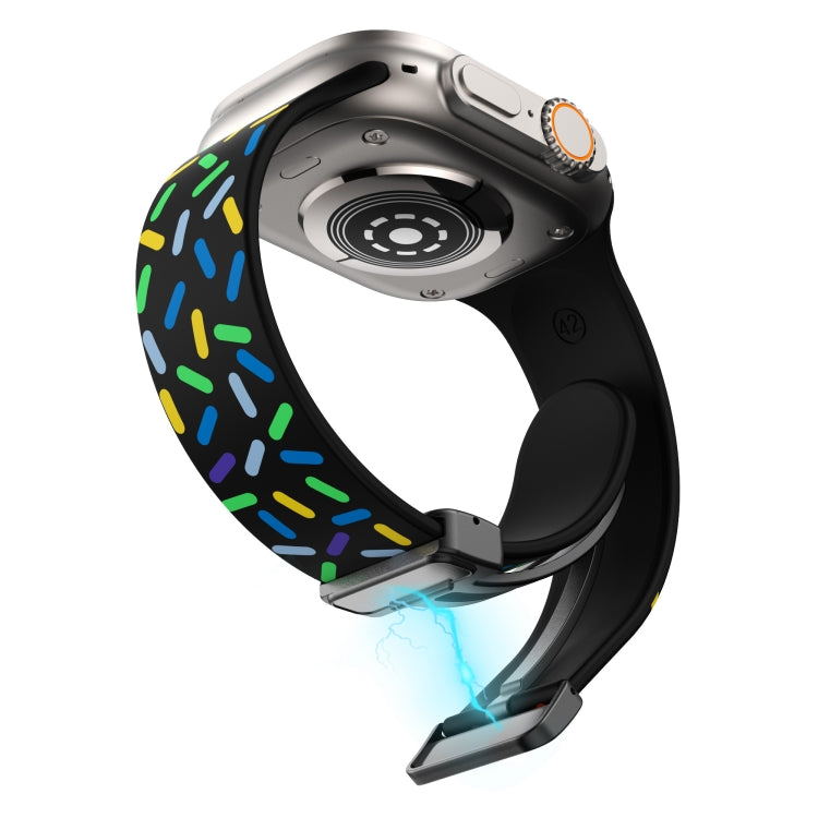 For Apple Watch 2 38mm Rainbow Dots Silicone Magnetic Black Buckle Watch Band(Black) - Watch Bands by PMC TechLife | Online Shopping South Africa | PMC TechLife
