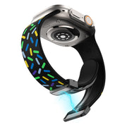 For Apple Watch 2 38mm Rainbow Dots Silicone Magnetic Black Buckle Watch Band(Black)