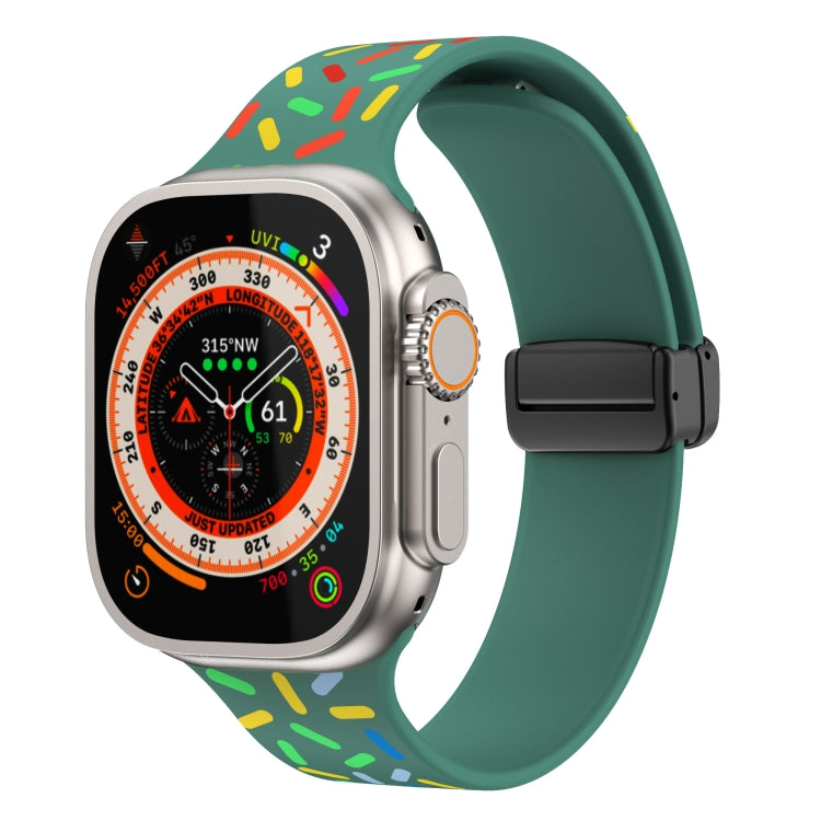 For Apple Watch 2 38mm Rainbow Dots Silicone Magnetic Black Buckle Watch Band(Green) - Watch Bands by PMC TechLife | Online Shopping South Africa | PMC TechLife
