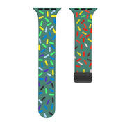For Apple Watch 2 38mm Rainbow Dots Silicone Magnetic Black Buckle Watch Band(Green)
