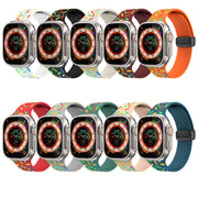 For Apple Watch 3 42mm Rainbow Dots Silicone Magnetic Black Buckle Watch Band(Wine)