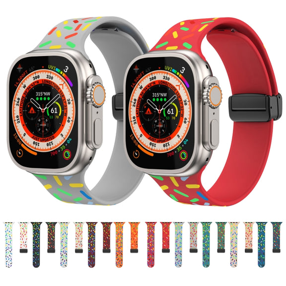 For Apple Watch 2 38mm Rainbow Dots Silicone Magnetic Black Buckle Watch Band(Black)