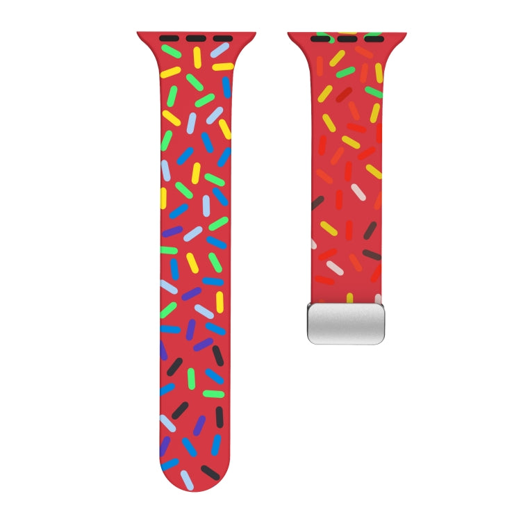 For Apple Watch Ultra 49mm Rainbow Dots Silicone Magnetic Buckle Watch Band(Red)