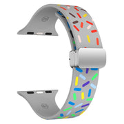 For Apple Watch Ultra 49mm Rainbow Dots Silicone Magnetic Buckle Watch Band(Gray)